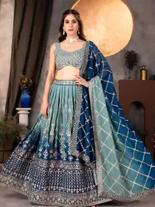 ODETTE Embroidered Thread Work Semi-Stitched Lehenga & Unstitched Blouse With Dupatta
