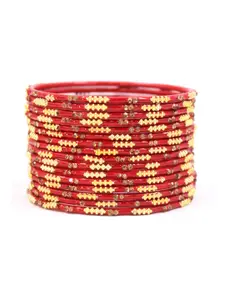 leshya Set of 16 Stone Studded Meenakari Bangles