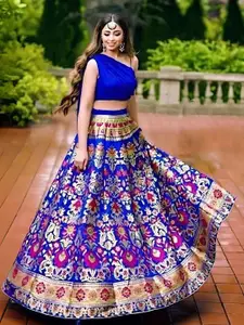 ODETTE Semi-Stitched Lehenga & Unstitched Blouse With Dupatta