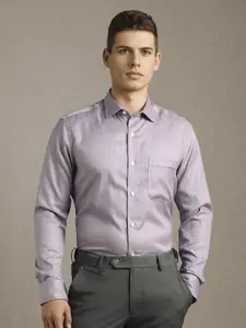 Louis Philippe Men Textured Spread Collar Pure Cotton Formal Shirt