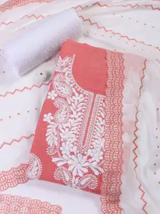 Meena Bazaar Floral Embroidered Thread Work Unstitched Dress Material