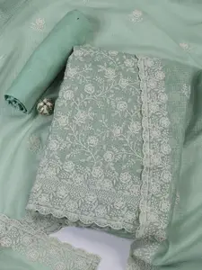 Meena Bazaar Floral Embroidered Thread Work Unstitched Dress Material