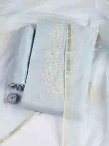 Meena Bazaar Floral Embroidered Thread Work Unstitched Dress Material