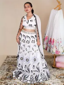 ODETTE Embroidered Thread Work Semi-Stitched Lehenga & Unstitched Blouse With Dupatta