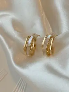KRENOZ Gold-Plated Contemporary Half Hoop Earrings