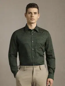 Louis Philippe Men Graphic Printed Spread Collar Pure Cotton Formal Shirt