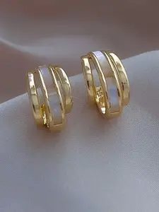 KRENOZ Gold-Plated Contemporary Half Hoop Earrings