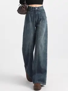 StyleCast x Revolte Women Straight Fit Mid-Rise Dark Fade Jeans