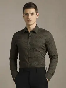 Louis Philippe Men Graphic Printed Spread Collar Pure Cotton Formal Shirt