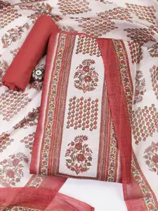 Meena Bazaar Floral Printed Sequinned Unstitched Dress Material