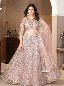 ODETTE Embellished Sequinned Semi-Stitched Lehenga & Unstitched Blouse With Dupatta
