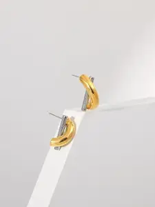 KRENOZ Rhodium-Plated Contemporary Half Hoop Earrings