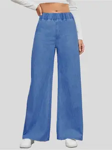 ADBUCKS Women Mid-Rise Wide Leg Cotton Jeans