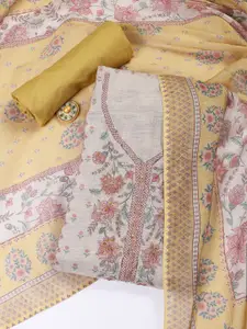 Meena Bazaar Floral Printed Sequinned Unstitched Dress Material