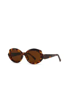 LULU & SKY Women Full Rim Oval Sunglasses LH255-LEOPARD TEA