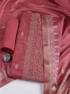 Meena Bazaar Floral Woven Design Beads & Stones Unstitched Dress Material