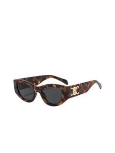 LULU & SKY Women Tortoise Shell Retro Angular Cateye Sunglasses STY-3948-LEOPARD GRAY