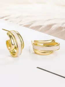 KRENOZ Gold-Plated Contemporary Half Hoop Earrings