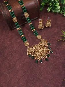 SGA FASHION Gold-Plated Artificial Stones Studded Necklace & Earrings