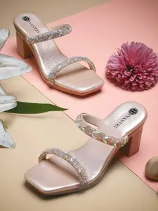 DIVASTRI Women Embellished Block Heel Sandals