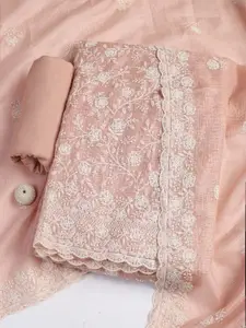 Meena Bazaar Floral Embroidered Thread Work Unstitched Dress Material