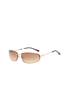 LULU & SKY Women Brown Lens & Gold-Toned Oval Sunglasses