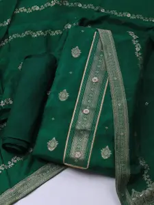 Meena Bazaar Floral Embroidered Zari Unstitched Dress Material