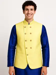 BAESD Woven Mandarin Collar Nehru Jacket