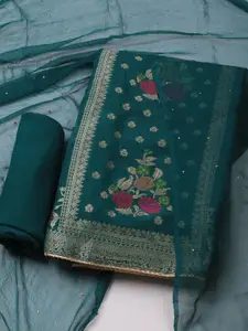 Meena Bazaar Floral Woven Design Zari Unstitched Dress Material