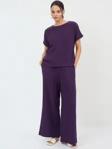 FEMMELLA Round Neck Pure Cotton Top With Trousers