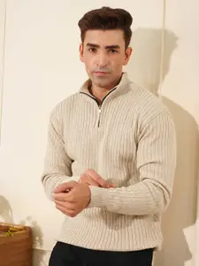 KVETOO Men Ribbed Half Zipper Pullover