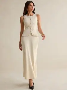 Chemistry Women Sleeveless Waistcoat with Skirt Co-ord