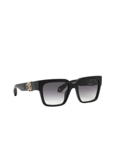 Roberto Cavalli Women Grey Lens & Black Square Sunglasses with