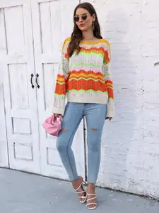 Bebe Women Self Design Pullover Sweater