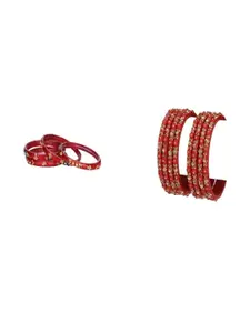SOMIL Set of 12 Stones Studded Glass Bangles
