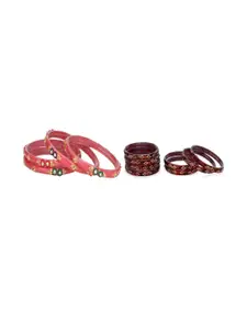 SOMIL Women Set Of 12 Artificial Stones And Beads Handcrafted Glass Bangles
