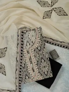 Koskii Floral Embroidered Thread Work Unstitched Dress Material