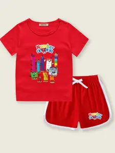 INCLUD Girls Graphics Printed T-shirt with Shorts