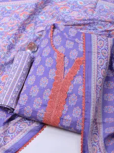 Meena Bazaar Floral Printed Thread Work Unstitched Dress Material