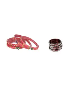 Somil Elegant Combo Glass Bangle Combo Of 2 Set, Gajri, Maroon