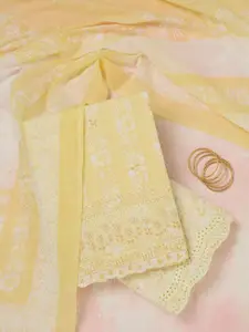 Koskii Floral Embroidered Thread Work Unstitched Dress Material