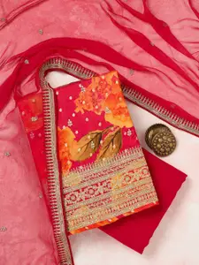 Koskii Floral Printed Unstitched Dress Material