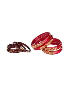 Somil Elegant Combo Glass Bangle Set | Handmade Traditional Chudi For Women | Perfect For Daily & Occasion Use, Combo Of 2 Set, Maroon, Red