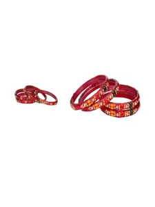 Somil Elegant Combo Glass Bangle Set | Handmade Traditional Chudi For Women | Perfect For Daily & Occasion Use, Combo Of 2 Set, Red, Multicolor