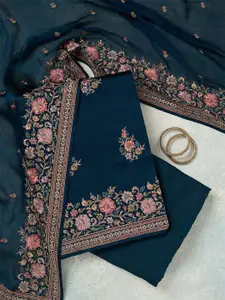 Koskii Floral Embroidered Sequinned Unstitched Dress Material