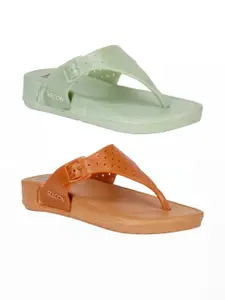 RIFOF Women Green Flip Flops