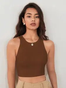 TOOCHKI Women Ribbed Fitted Style Tank Crop Top