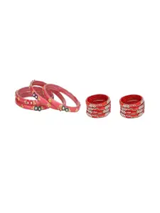 Somil Elegant Combo Glass Bangle Set | Handmade Traditional Chudi For Women | Perfect For Daily & Occasion Use, Combo Of 2 Set, Gajri, Red