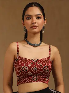 Soch Printed Square-Neck Padded Saree Blouse