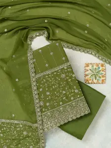 Koskii Floral Embroidered Sequinned Unstitched Dress Material